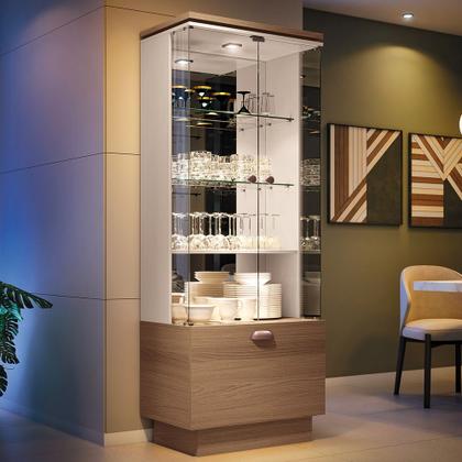 Imagem de Conjunto Decorativo Cristaleira e Buffet Aparador Peggy/Noeli Off White/Castanho G26 - Gran Belo