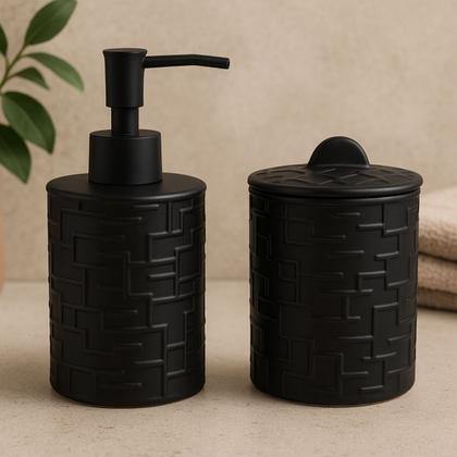 Imagem de Conjunto Decorativo De Cerâmica Preto P/ Banheiro 4 peças