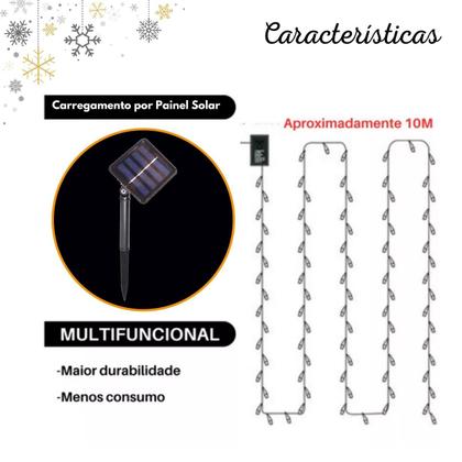 Imagem de Conjunto Decorativo Natalino Pisca-Pisca com 100 Led Encapsulado (Com Painel Solar)