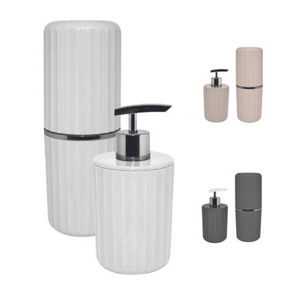 Imagem de Conjunto Dispenser Sabonete Liquido e Porta Escovas 2 Peças para Banheiro Lavabo