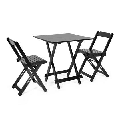 Imagem de Conjunto Dobrável 70x70 com 2 Cadeiras Dobráveis Preto - Móveis Britz