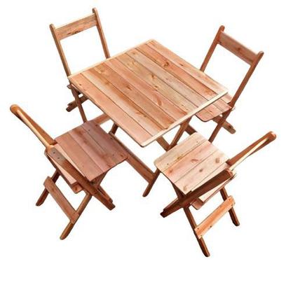 Imagem de Conjunto Dobrável de Mesa com 4 Cadeiras - Envernizado