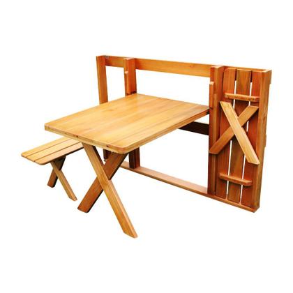 Imagem de Conjunto Dobrável de Parede Para Churrasco 1m 2 Bancos Madeira Maciça Eucalipto