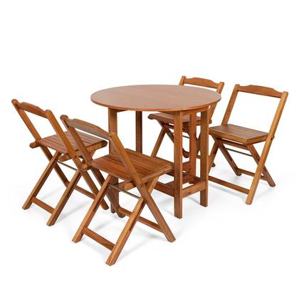 Imagem de Conjunto Dobrável Prático Mesa 4 Cadeiras Mel Bar Cozinha