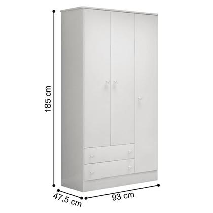 Imagem de Conjunto Doce Sonho Branco/Branco: Cômoda Sapateira Doce Sonho + Guarda-Roupa Doce Sonho 3 portas e 2 gavetas