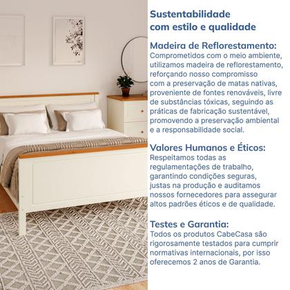 Imagem de Conjunto Dormitório 1 Cama Queen 1 Mesa de Cabeceira 1 Cômoda Ananda CabeCasa MadeiraOriginals