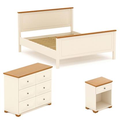 Imagem de Conjunto Dormitório 1 Cama Queen 1 Mesa de Cabeceira 1 Cômoda Ananda CabeCasa MadeiraOriginals