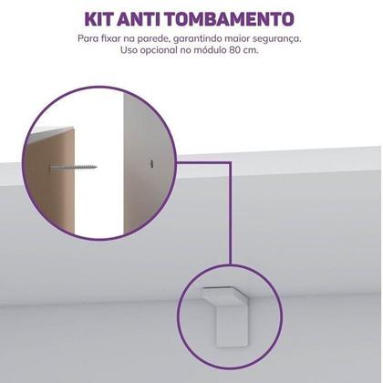 Imagem de Conjunto Dormitório com Cama Montessoriana Casal e Guarda-Roupa Modulado com LED Wave Casatema Branco/Natural