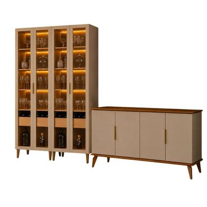 Imagem de Conjunto Duas Cristaleira 2 Portas Allure e Buffet 4 Portas Linea Brasil Évora