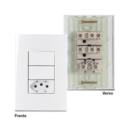 Imagem de Conjunto Duplo 1 Interruptor Paralelo + Tomada 10A Sleek Margirius