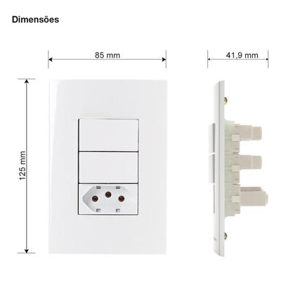 Imagem de Conjunto Duplo 1 Interruptor Paralelo + Tomada 10A Sleek Margirius