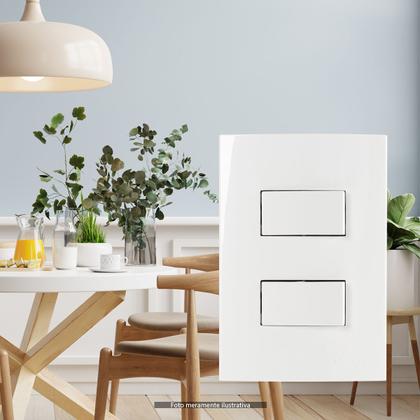 Imagem de Conjunto Duplo 2 Interruptor Simples 4x2 Branco Sleek Margirius