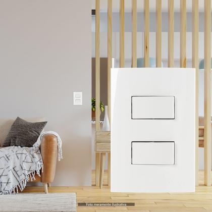 Imagem de Conjunto Duplo 2 Interruptor Simples 4x2 Branco Sleek Margirius