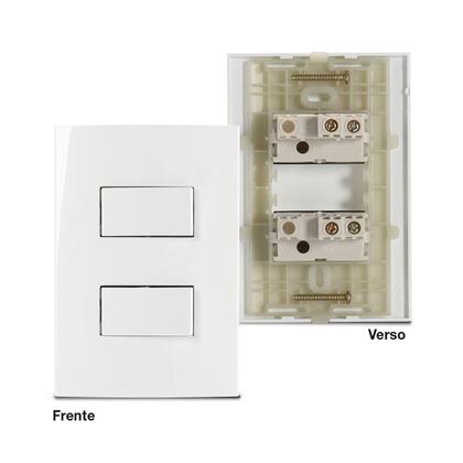 Imagem de Conjunto Duplo 2 Interruptor Simples 4x2 Branco Sleek Margirius