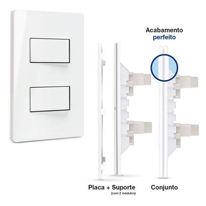 Imagem de Conjunto duplo 2 Interruptores Paralelos 4x2 10a Branco Infiniti Margirius