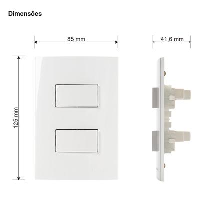 Imagem de Conjunto Duplo Interruptor  Paralelo + 1 Simples Sleek Branco Margirius