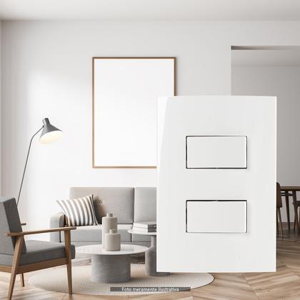 Imagem de Conjunto Duplo Interruptor  Paralelo + 1 Simples Sleek Branco Margirius