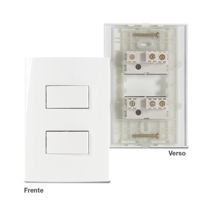 Imagem de Conjunto Duplo Interruptor  Paralelo + 1 Simples Sleek Branco Margirius