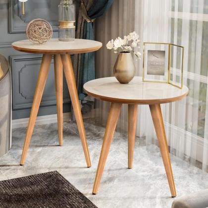 Imagem de Conjunto Elegance - Aparador Buffet Bar + Mesa Apoio e Lateral - OffWhite/Nature