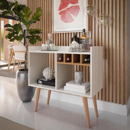 Imagem de Conjunto Elegance - Aparador Buffet Bar + Mesa Apoio e Lateral - OffWhite/Nature