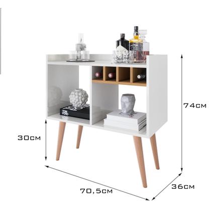 Imagem de Conjunto Elegance - Aparador Buffet Bar + Mesa Apoio e Lateral - OffWhite/Nature