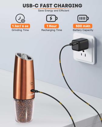 Imagem de Conjunto elétrico de moedor de sal e pimenta AmusEwit w/ Light