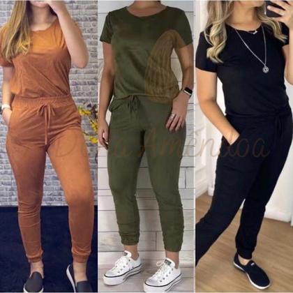 Imagem de Conjunto em Suede Calça e Blusa Feminina Lindo e Confortável