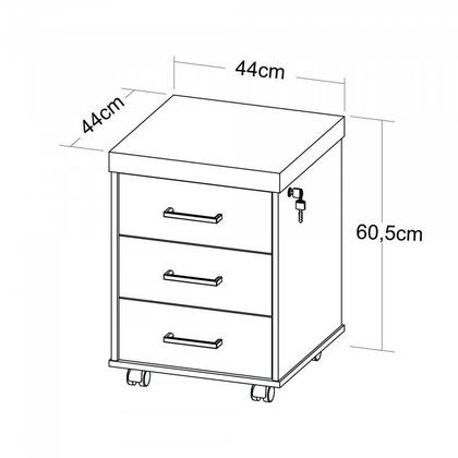Imagem de Conjunto Escritório 2 Peças 1 Mesa em L Tamburato 160cm 1 Gaveteiro
