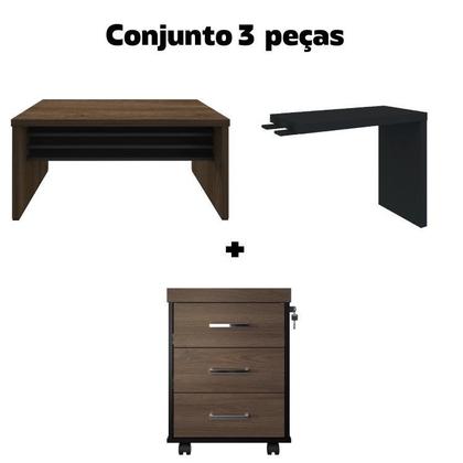 Imagem de Conjunto Escritório 2 Peças 1 Mesa em L Tamburato 160cm 1 Gaveteiro