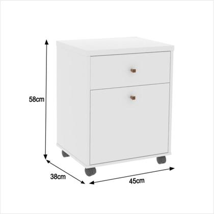 Imagem de Conjunto Escritório 3 Peças - Mesa Armário E Gaveteiro Verbe - Branco Branco