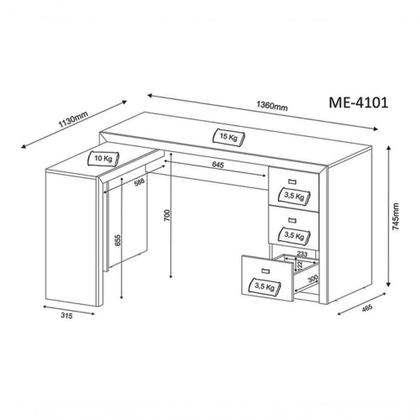Imagem de Conjunto Escritorio Completo 5 Peças Cj2 Branco Branco