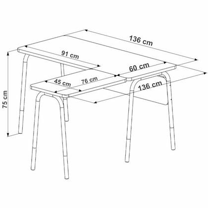 Imagem de Conjunto Escritorio Home Office 2 Peças 28001X27998 Nero Hanover Artesano