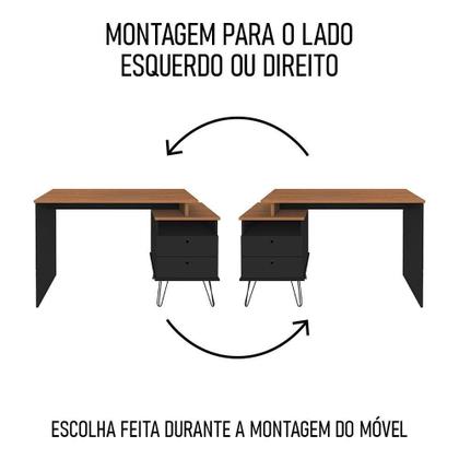 Imagem de Conjunto Escritório Home Office 4 Peças Lux Industrial A06 Freijó-preto - Mpozenato