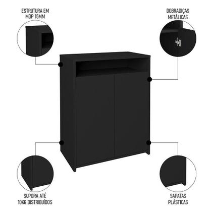 Imagem de Conjunto Escritório Home Office 4 Peças Lux Industrial A06 Freijó-preto - Mpozenato