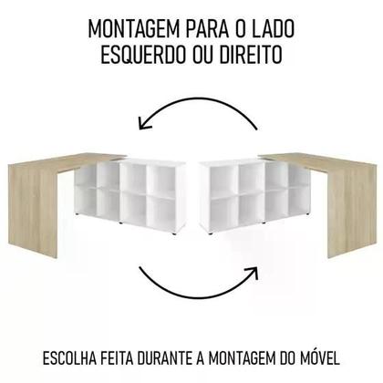 Imagem de Conjunto Escritório Home Office 4 Peças Mity A06 Branco/Carvalho - Mpozenato