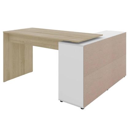 Imagem de Conjunto Escritório Home Office 4 Peças Mity A06 Branco/Carvalho - Mpozenato
