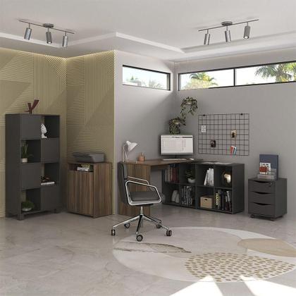 Imagem de Conjunto Escritório Home Office 4 Peças Side A06 Ipê-preto - Mpozenato