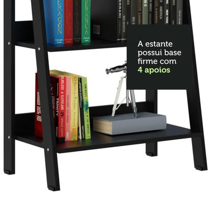 Imagem de Conjunto Escritório Home Office com Mesa Industrial + Estante Escada Madesa