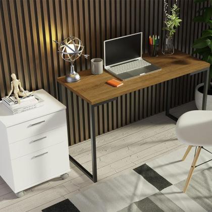 Imagem de Conjunto Escritório Home Office com Mesa Industrial + Gaveteiro Rustic/Branco Madesa