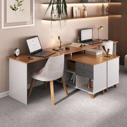 Imagem de Conjunto Escritório para 2 Pessoas 2 Escrivaninhas Gold