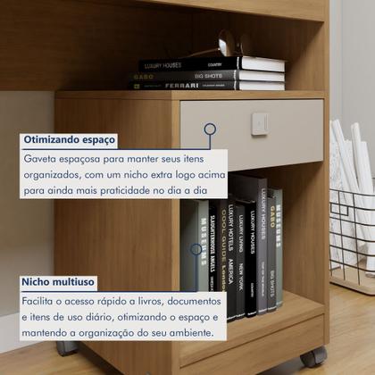 Imagem de Conjunto Escrivaninha 1 Gaveta com Rodízios Giga e Armário Multiuso 2 Portas com Chave Asteca