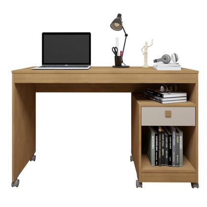 Imagem de Conjunto Escrivaninha 1 Gaveta com Rodízios Giga e Armário Multiuso 2 Portas com Chave Asteca