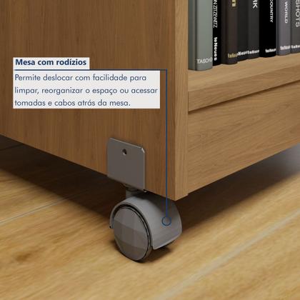 Imagem de Conjunto Escrivaninha 1 Gaveta com Rodízios Giga e Armário Multiuso 2 Portas com Chave Asteca