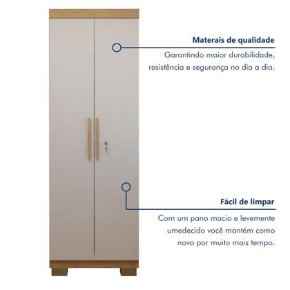 Imagem de Conjunto Escrivaninha 1 Gaveta com Rodízios Giga e Armário Multiuso 2 Portas com Chave Asteca