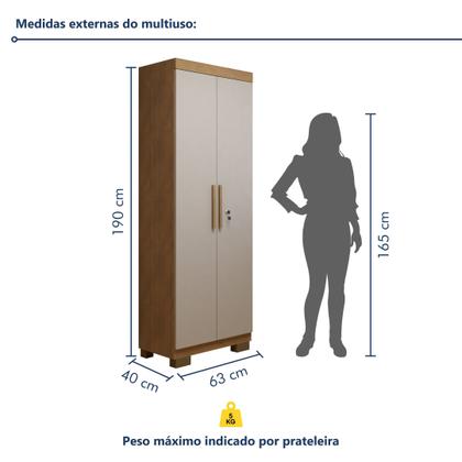 Imagem de Conjunto Escrivaninha 1 Gaveta com Rodízios Giga e Armário Multiuso 2 Portas com Chave Asteca