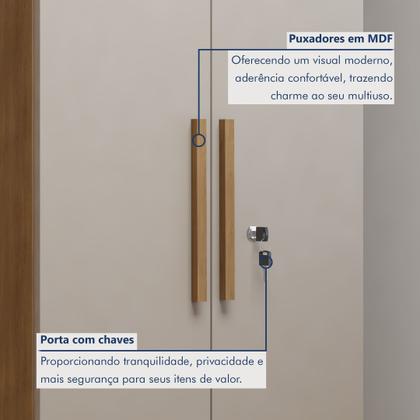 Imagem de Conjunto Escrivaninha 1 Gaveta com Rodízios Giga e Armário Multiuso 2 Portas com Chave Asteca