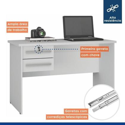 Imagem de Conjunto Escrivaninha 2 Gavetas Byte e Armário Multiuso 1 Porta com Espelho João Pessoa