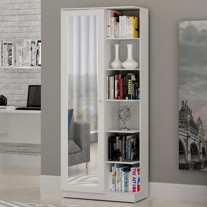 Imagem de Conjunto Escrivaninha 2 Gavetas Byte e Armário Multiuso 1 Porta com Espelho João Pessoa