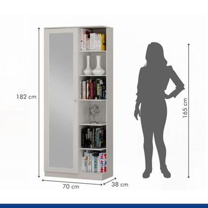 Imagem de Conjunto Escrivaninha 2 Gavetas Byte e Armário Multiuso 1 Porta com Espelho João Pessoa