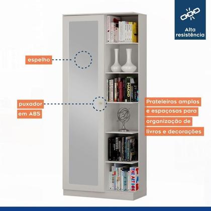 Imagem de Conjunto Escrivaninha 2 Gavetas Byte e Armário Multiuso 1 Porta com Espelho João Pessoa